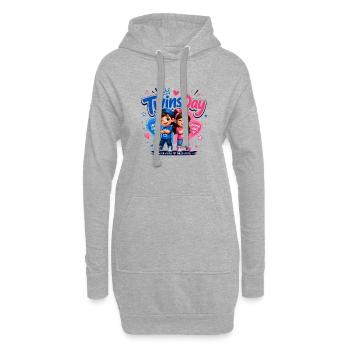 TwinsDay Gemini Vibes - Sweat-shirt à capuche long Femme - gris chiné - Devant