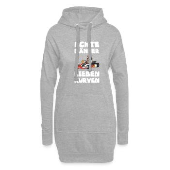 Go Kart Echte Männer Lieben Kurven - Hoodie-Kleid - Grau meliert - Vorne