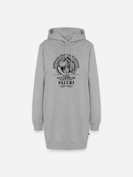 SALUKI Schutzengel Hundespruch Hunde Wilsigns - Hoodie-Kleid - Grau meliert