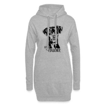 Aimé par un chien Pinscher Dog Saying Wilsigns - Sweat-shirt à capuche long Femme - gris chiné - Devant