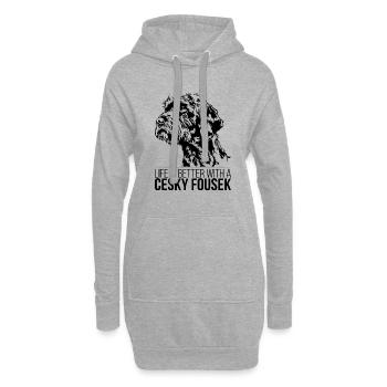 Cesky Fousek la vie est meilleure Dog Wilsigns - Sweat-shirt à capuche long Femme - gris chiné - Devant