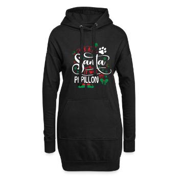 Weihnachten Hund Hunderasse Papillon - Hoodie-Kleid - Schwarz - Vorne
