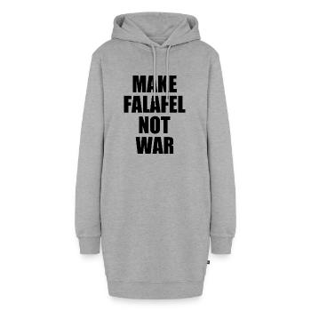 Make falafel not war - Sweat-shirt à capuche long Femme - gris chiné - Devant