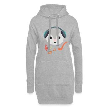 Casque Opossum Listening Music Notes, musicien - Sweat-shirt à capuche long Femme - gris chiné - Devant