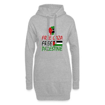Free gaza Free palestine - Sweat-shirt à capuche long Femme - gris chiné - Devant