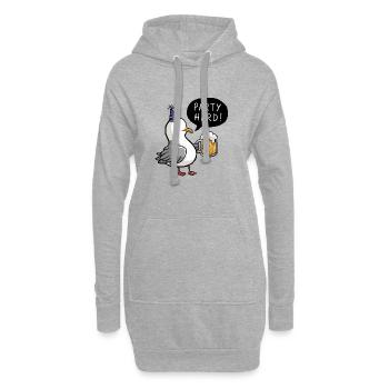 Fête Hard North Sea Seagull Hat Bière Célébration Anniversaire - Sweat-shirt à capuche long Femme - gris chiné - Devant