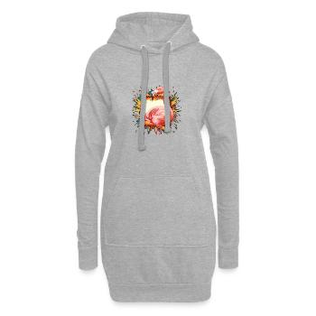 Flamant rose : l’amour des animaux - Sweat-shirt à capuche long Femme - gris chiné - Devant