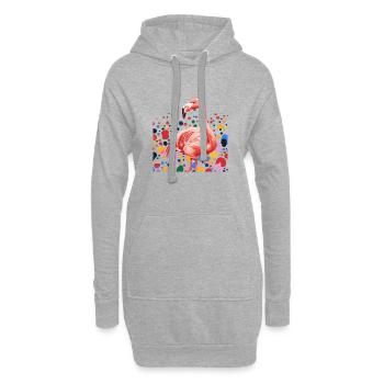 Flamingo Flamingos - Hoodie-Kleid - Grau meliert - Vorne