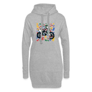 Dirtbike Motorrad - Hoodie-Kleid - Grau meliert - Vorne