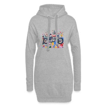 Dirtbike Motorrad - Hoodie-Kleid - Grau meliert - Vorne