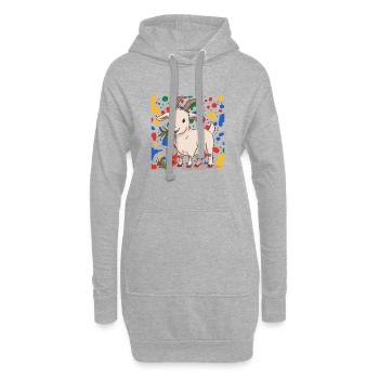 Ziege Ziegenbock - Hoodie-Kleid - Grau meliert - Vorne