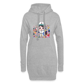 Baseball Joueur de baseball Gant de baseball - Sweat-shirt à capuche long Femme - gris chiné - Devant