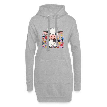 Vache Ferme Animal - Sweat-shirt à capuche long Femme - gris chiné - Devant