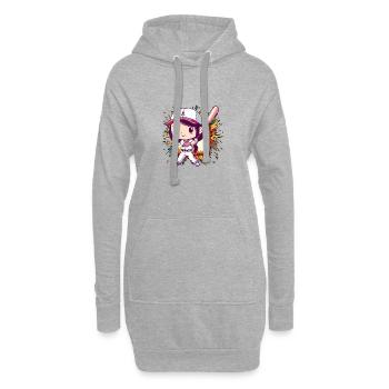 Baseball Baseballschläger Wide Receiver - Hoodie-Kleid - Grau meliert - Vorne