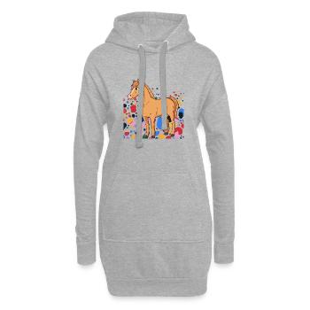 Selle de cheval - Sweat-shirt à capuche long Femme - gris chiné - Devant