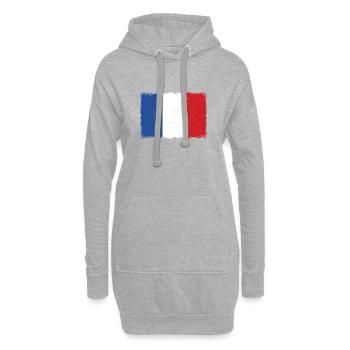 Frankreich Grunge Flagge - Hoodie-Kleid - Grau meliert - Vorne
