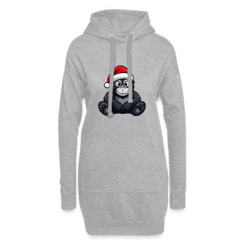 Gorille Weihnachten Noël - Sweat-shirt à capuche long Femme - gris chiné - Devant