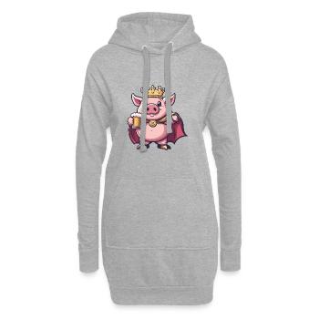 Bière de porc drôle - Sweat-shirt à capuche long Femme - gris chiné - Devant