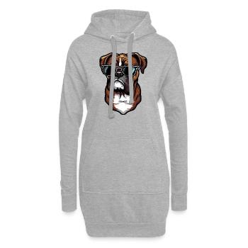 Boxerhund trägt Sonnenbrille - Hoodie-Kleid - Grau meliert - Vorne