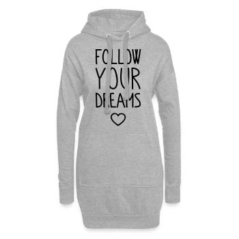 Follow your Dreams - Sweat-shirt à capuche long Femme - gris chiné - Devant