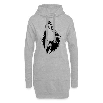 Loup - Sweat-shirt à capuche long Femme - gris chiné - Devant