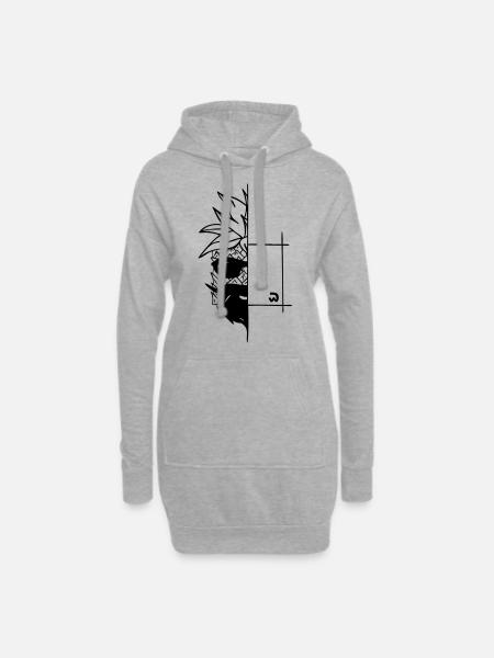 half cube pineapple with beard and sunglasses - Hoodie Dress - heather grey