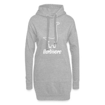 Vegan Vegan Vegan Dinosaure Blanc - Sweat-shirt à capuche long Femme - gris chiné - Devant