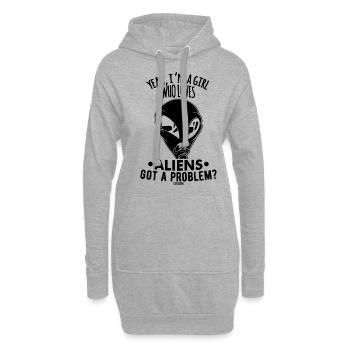 Une fille aime les extraterrestres - Sweat-shirt à capuche long Femme - gris chiné - Devant