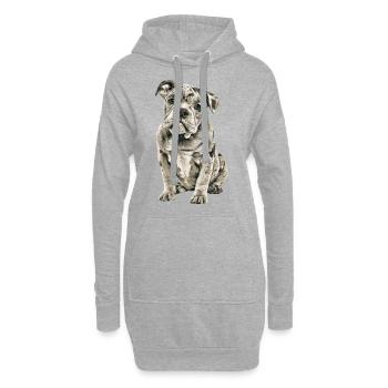 OLD ENGLISH BULLDOG Chien Chiens Bouledogue - Sweat-shirt à capuche long Femme - gris chiné - Devant