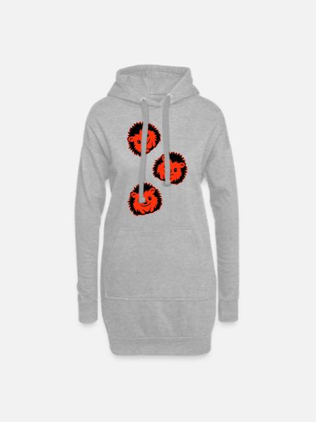 Igel Comic Niedlich - Hoodie-Kleid - Grau meliert