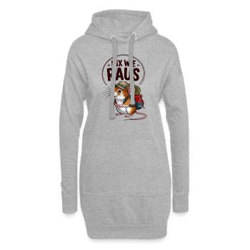 Nix wie raus - in die Natur - Wandern mit Maus - Hoodie-Kleid - Grau meliert - Vorne