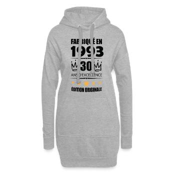 Vintage 1993 30Ans Anniversaire Cadeau Homme Femme - Sweat-shirt à capuche long Femme - gris chiné - Devant