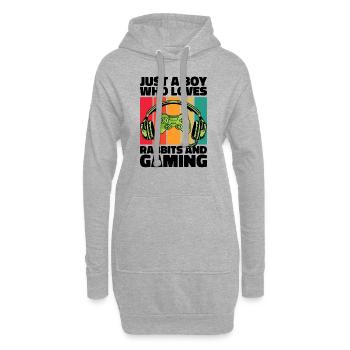 Gamer & Lapins : Jeux Vidéo & Aventure Bondissante - Sweat-shirt à capuche long Femme - gris chiné - Devant