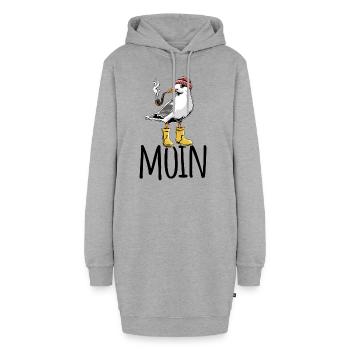 Möwe - Moin - Nordsee - Geschenk - Hoodie-Kleid - Grau meliert - Vorne