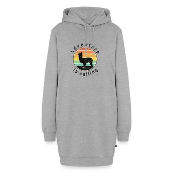Alpaka Silhouette vor Sonnenuntergang - Hoodie-Kleid - Grau meliert - Vorne