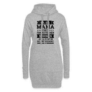 Mama und super Sohn - Hoodie-Kleid - Grau meliert - Vorne