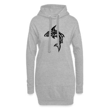 Requin tribal - Sweat-shirt à capuche long Femme - gris chiné - Devant
