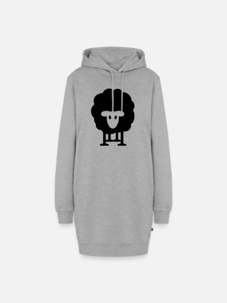 dickes schwarzes Schaf Schäfer Wolle Heidschnucken - Hoodie-Kleid - Grau meliert