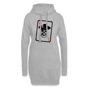 poker tete de mort as skull carte - Sweat-shirt à capuche long Femme - gris chiné - Devant