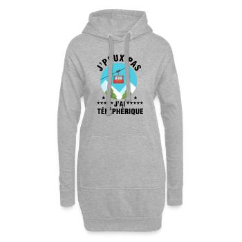 j'peux pas j'ai téléphérique - Sweat-shirt à capuche long Femme - gris chiné - Devant