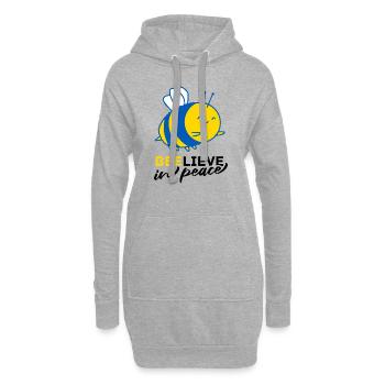 Liebevolles Ukraine Beelieve in Peace Geschenk - Hoodie-Kleid - Grau meliert - Vorne
