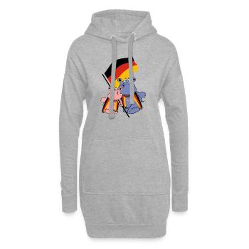 fahne fussball allemagne hippopotame bébé - Sweat-shirt à capuche long Femme - gris chiné - Devant