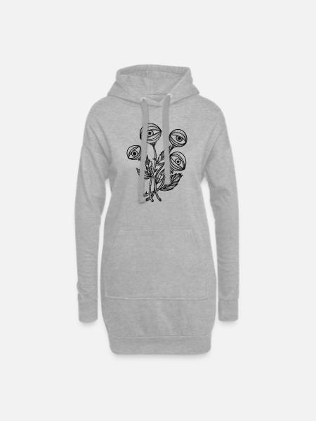 Augenpflanze - Hoodie-Kleid - Grau meliert