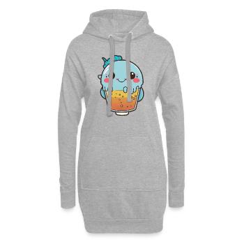 Kawaii Süßer Glücklicher Bunter Fisch Bubble Tee - Hoodie-Kleid - Grau meliert - Vorne