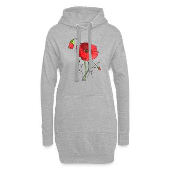 Blumen - Hoodie-Kleid - Grau meliert - Vorne