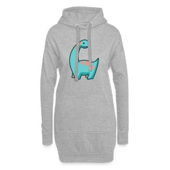 Hugadino chewing-gum Dino, mignon dinosaure - Sweat-shirt à capuche long Femme - gris chiné - Devant