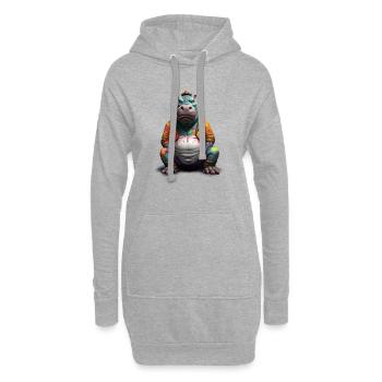 Hippopotame de style de rue | Amateurs d’hippopotames - Sweat-shirt à capuche long Femme - gris chiné - Devant