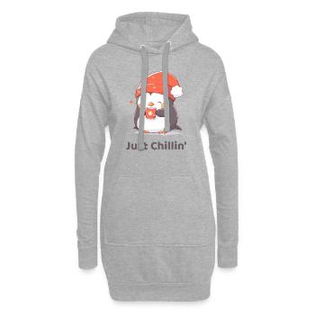 Niedlicher Pinguin mit Weihnachtsmütze - Hoodie-Kleid - Grau meliert - Vorne