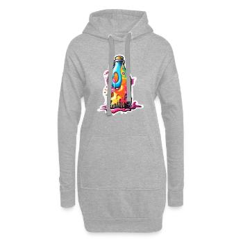 Magische Flasche / Korken / bunt / farbenfroh - Hoodie-Kleid - Grau meliert - Vorne