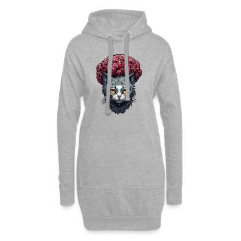 Coole Katze / lustig / Tier / Haustier / verrückt - Hoodie-Kleid - Grau meliert - Vorne